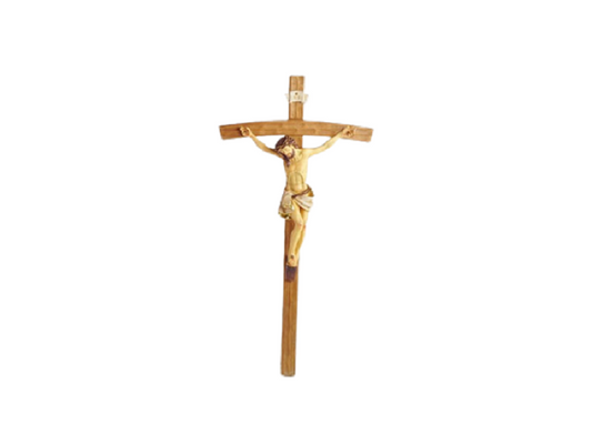 Crocifisso da Appendere con Croce in Legno e Cristo in Resina 28x55 cm