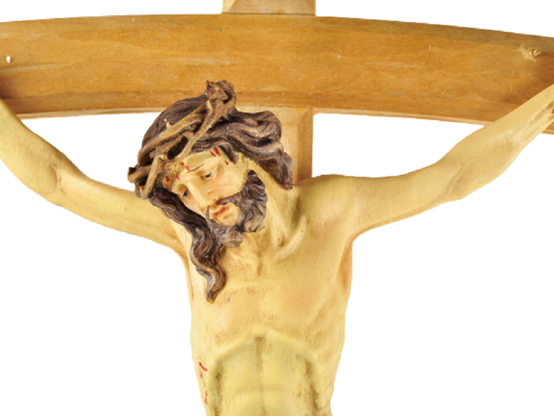 Crocifisso da Appendere con Croce in Legno e Cristo in Resina 36x76 cm