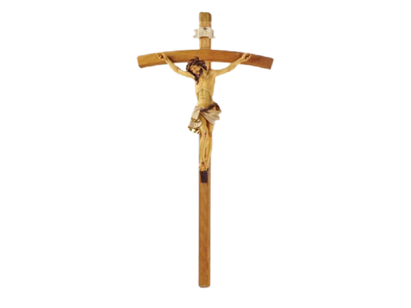 Crocifisso da Appendere con Croce in Legno e Cristo in Resina 36x76 cm