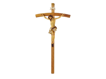 Crocifisso da Appendere con Croce in Legno e Cristo in Resina 36x76 cm