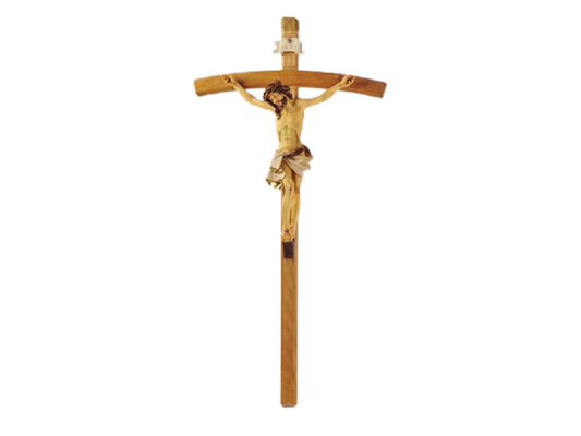 Crocifisso da Appendere con Croce in Legno e Cristo in Resina 36x76 cm