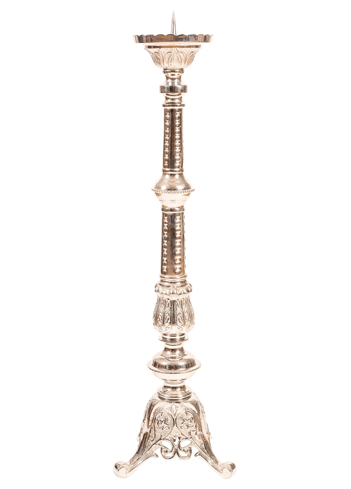 Portacandele da Altare in Ottone Nichelato Altezza 85 cm