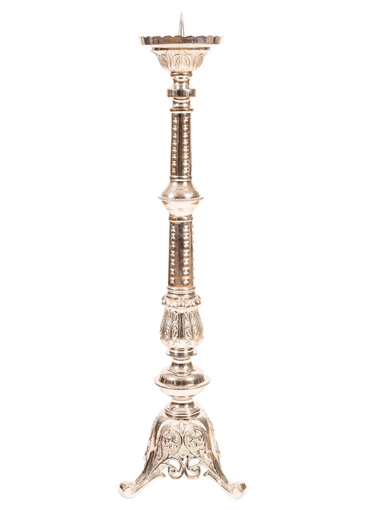 Portacandele da Altare in Ottone Nichelato Altezza 85 cm
