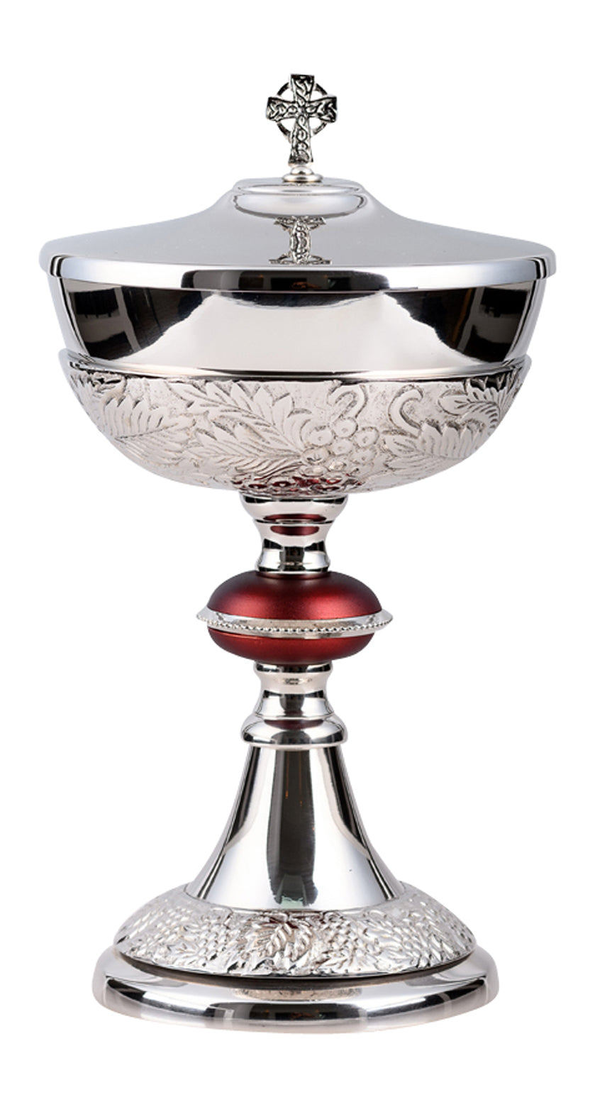 Pisside in Ottone Argentato Interno Dorato Altezza 27 cm