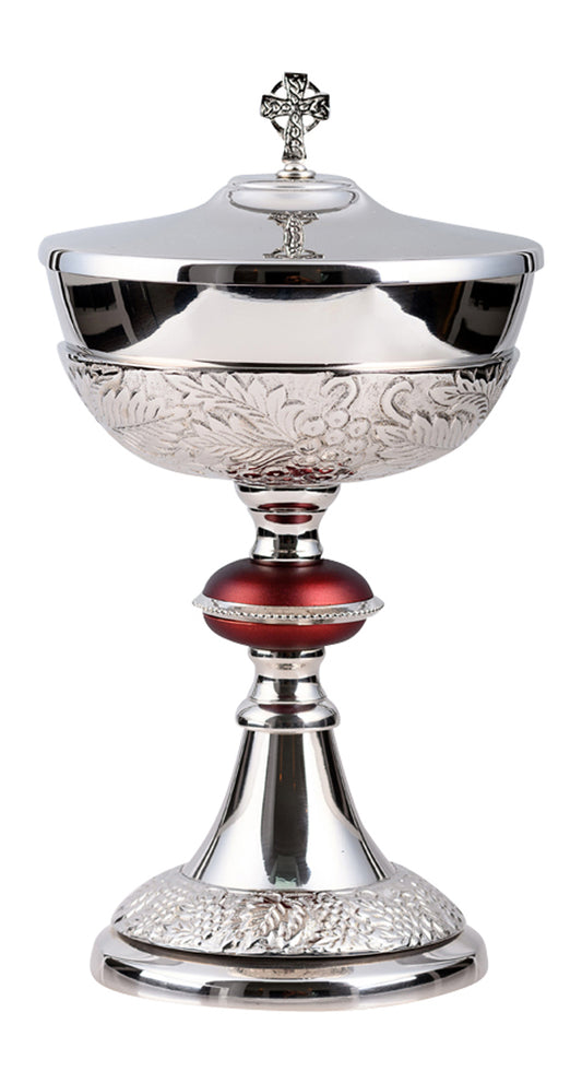 Pisside in Ottone Argentato Interno Dorato Altezza 27 cm