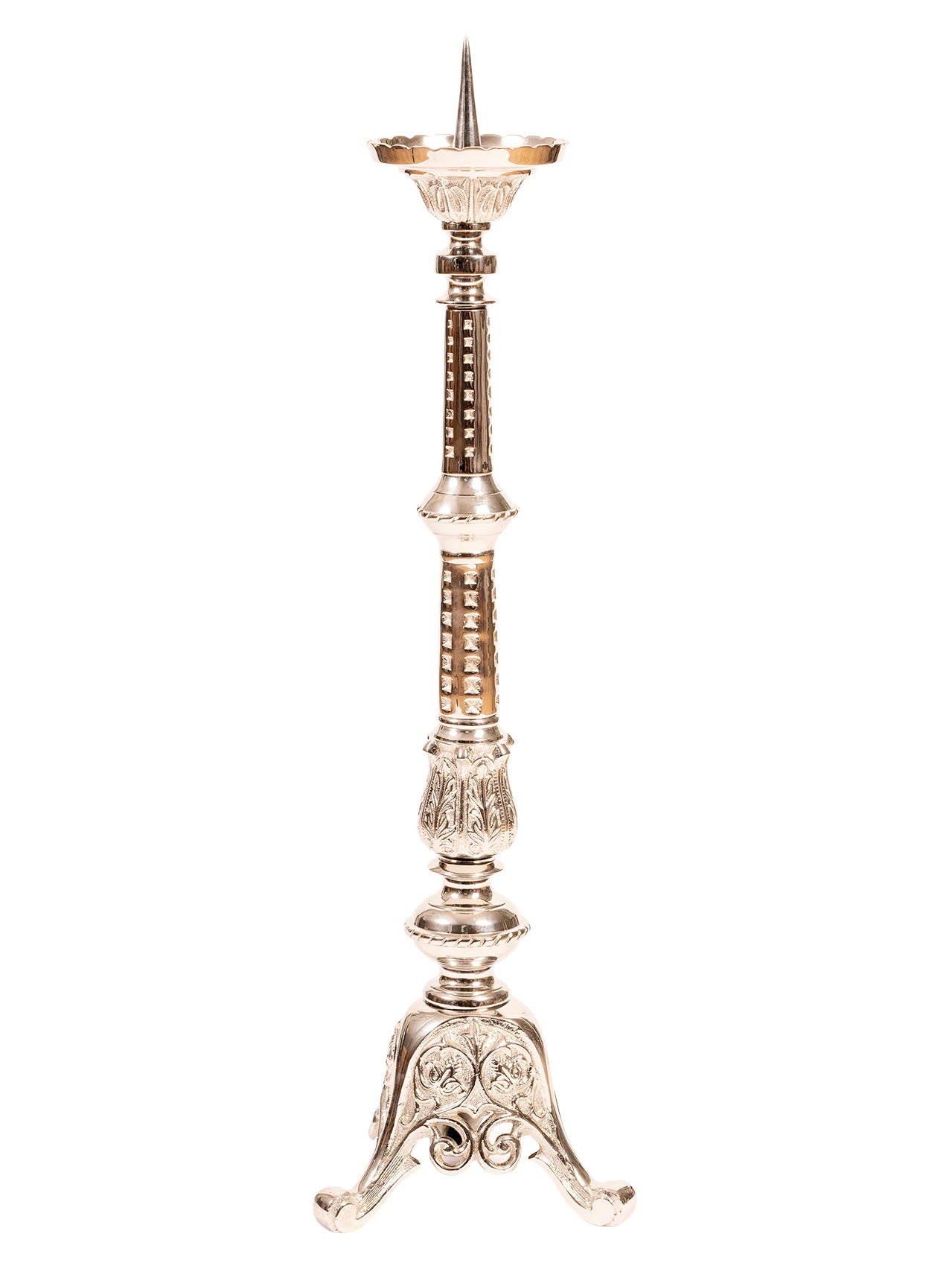 Portacandele da Altare in Ottone Nichelato Altezza 62 cm