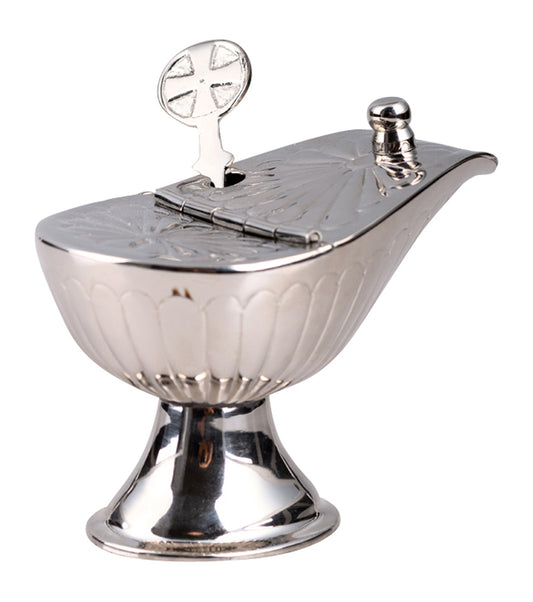 Navetta Classica in Ottone Argentato Altezza 8 cm