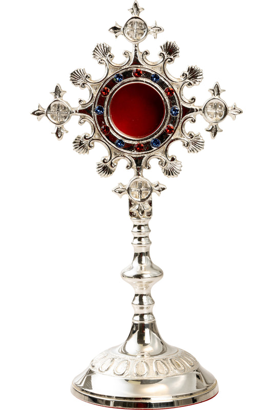 Reliquiario Argentato con Pietre da Appoggio Altezza 25 cm