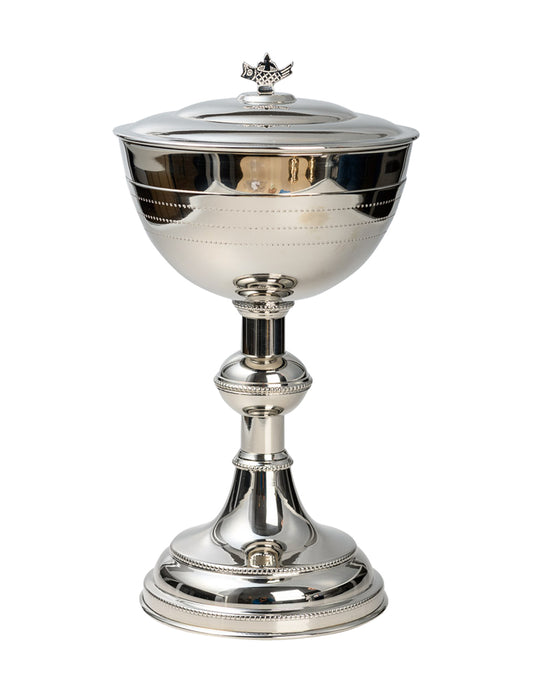 Pisside in Ottone Argentato Interno Dorato Altezza 28 cm