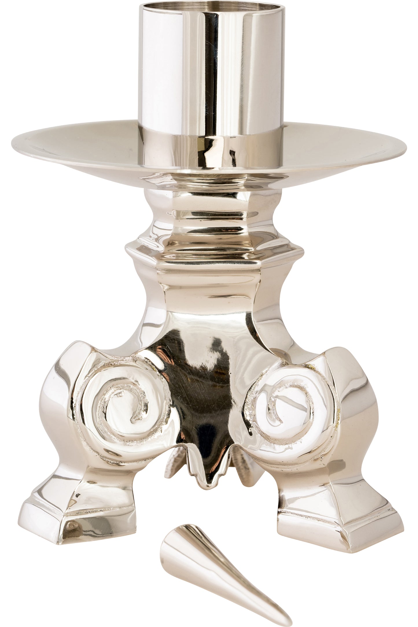 Portacandele da Altare in Ottone Nichelato Altezza 11,5 cm