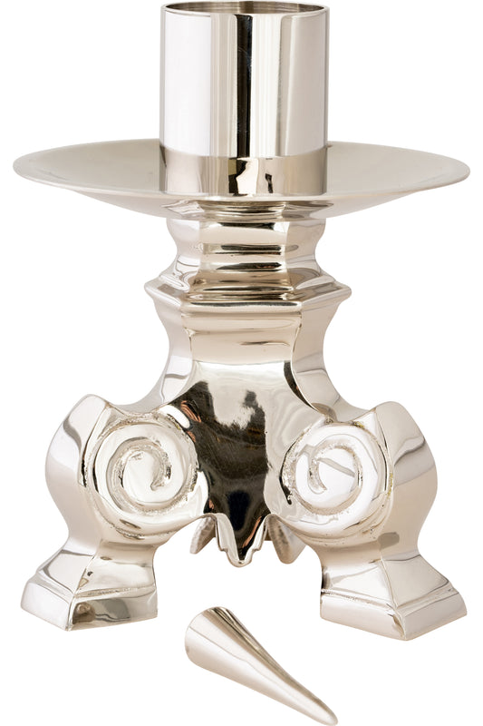 Portacandele da Altare in Ottone Nichelato Altezza 11,5 cm