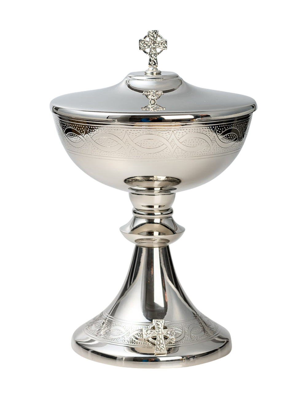 Pisside in Ottone Argentato Interno Dorato Altezza 23 cm