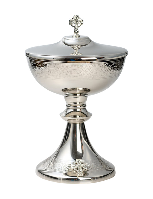 Pisside in Ottone Argentato Interno Dorato Altezza 23 cm