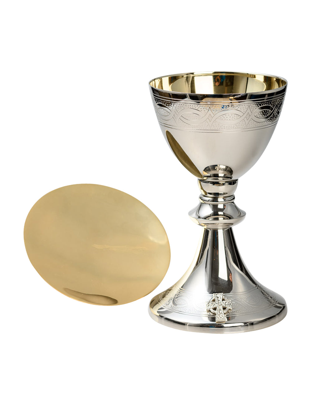 Calice in Ottone Nichelato Interno Dorato Altezza 20 cm