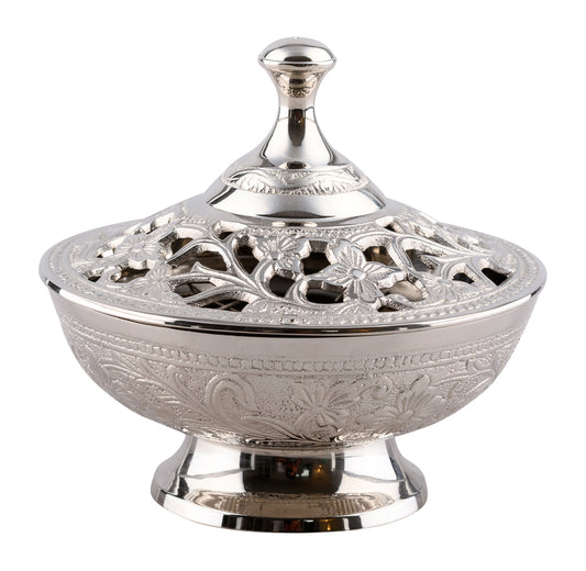 Brucia Incenso in Ottone Argentato Altezza 13 cm