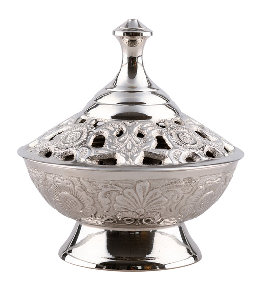 Brucia Incenso in Ottone Argentato Altezza 11 cm