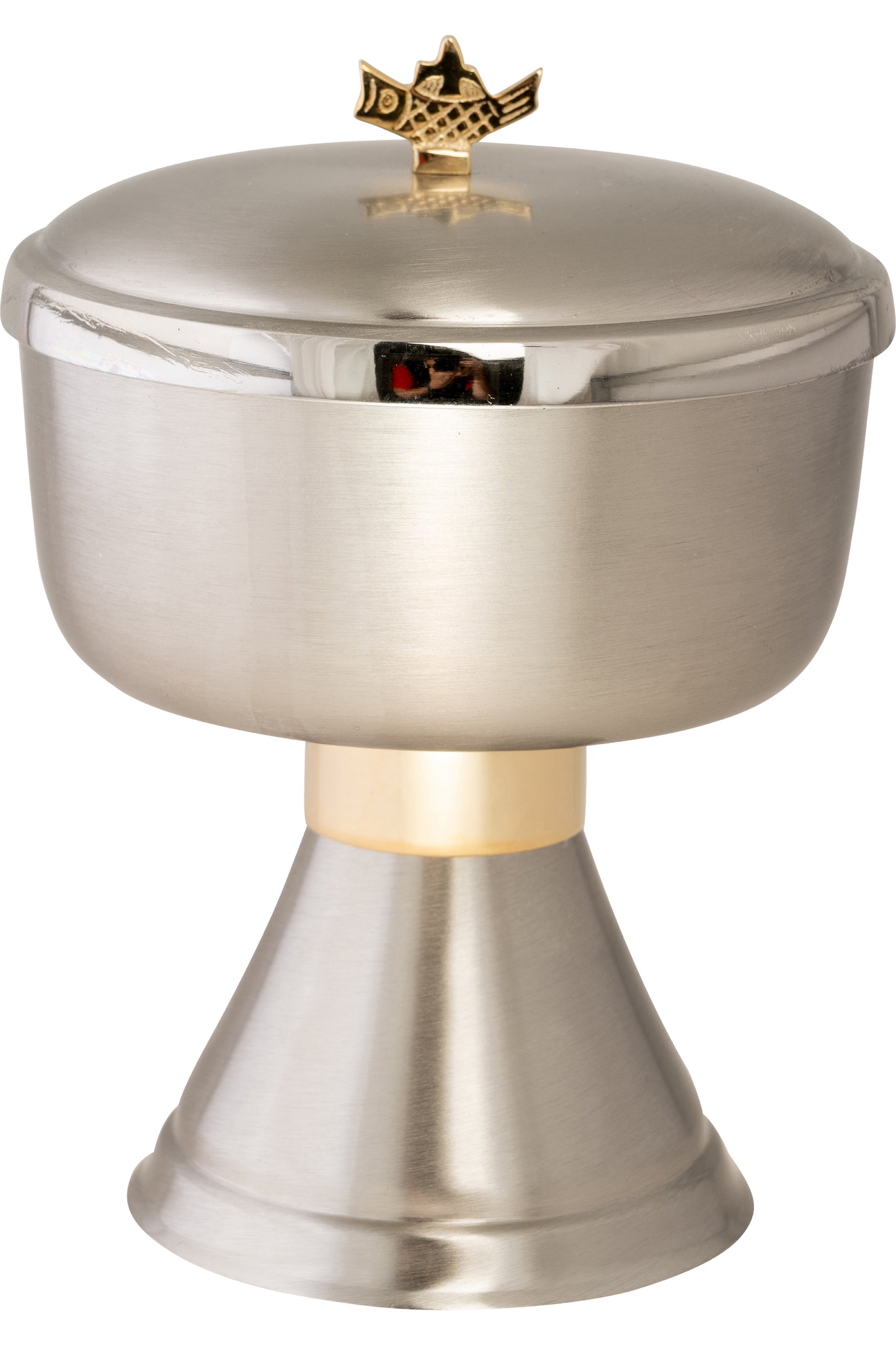 Pisside in Ottone Nichelato Interno Dorato Altezza 16 cm