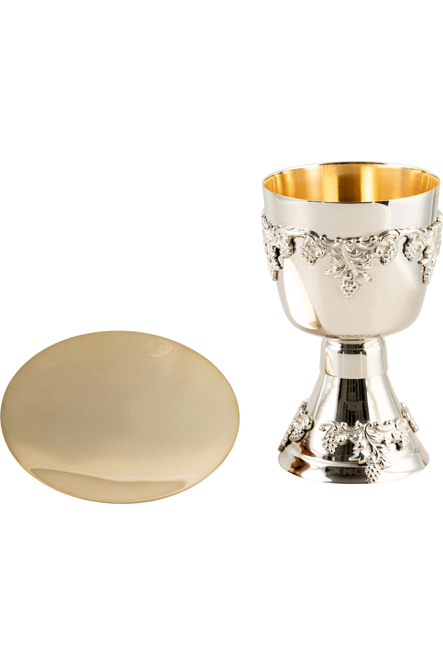Calice in Ottone Nichelato Interno Dorato Altezza 17 cm