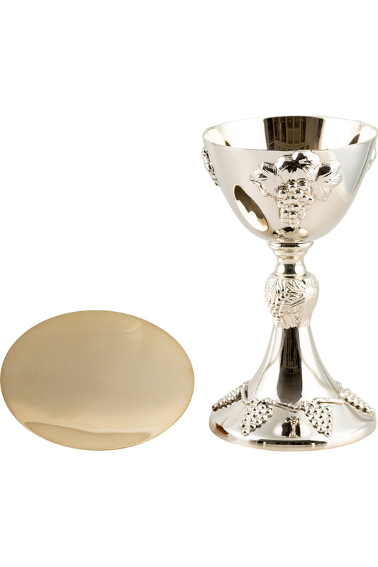 Calice in Ottone Nichelato Interno Dorato Altezza 21,5 cm