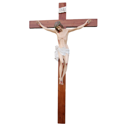 Crocifisso Croce in Legno 320 x 180 con Cristo 160 cm da Appendere in Vetroresina