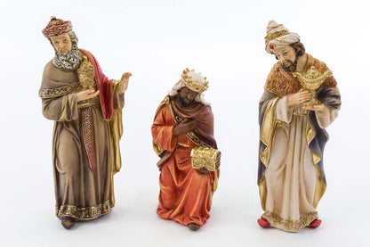Set Statue Natività Presepe Completo 8 Pezzi in resina decorato a mano 20 cm.