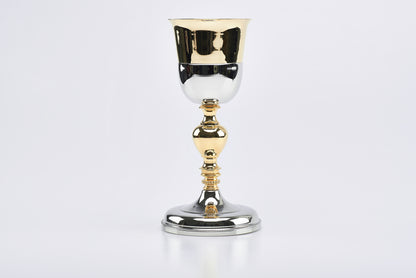 Calice in Ottone Nichelato Lucido Coppa Dorata Altezza 22 Centimetri