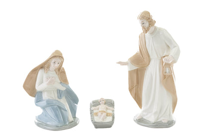 Set Statue Natività Presepe Completo 5 Pezzi in Porcellana Lucida 20 cm