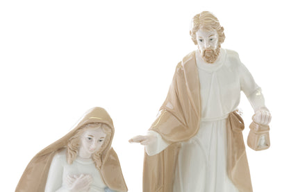 Set Statue Natività Presepe Completo 5 Pezzi in Porcellana Lucida 20 cm