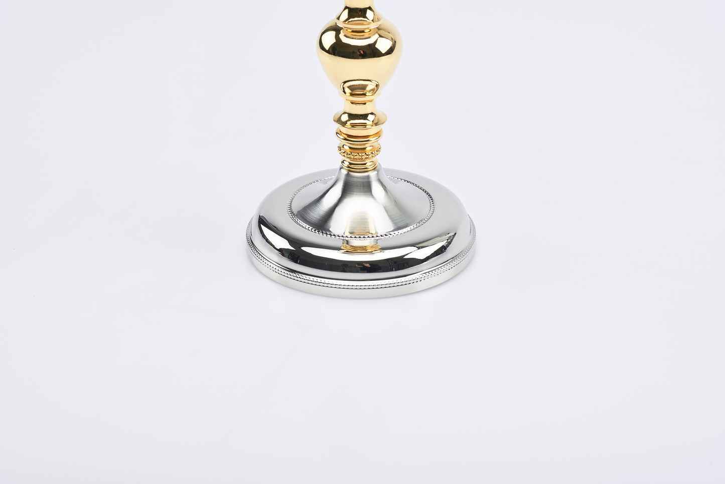Calice in Ottone Nichelato Satinato Coppa Dorata Altezza 22 Centimetri