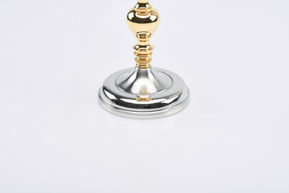 Calice in Ottone Nichelato Satinato Coppa Dorata Altezza 22 Centimetri