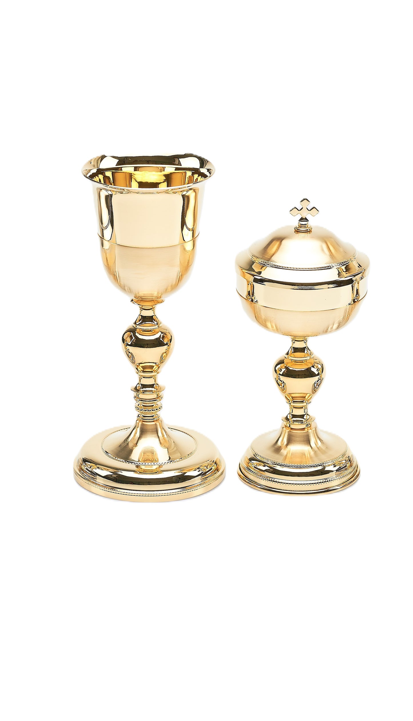 Calice e Pisside in Ottone Dorato