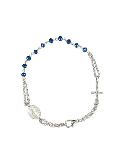 Bracciale in Cristallo con Medaglia Miracolosa e Croce