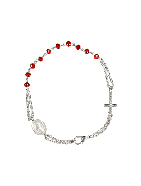 Bracciale in Cristallo con Medaglia Miracolosa e Croce