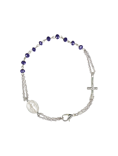 Bracciale in Cristallo con Medaglia Miracolosa e Croce