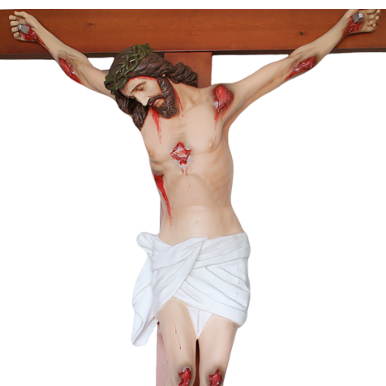 Crocifisso Croce in Legno 360 x 180 con Cristo 180 cm da Appendere in Vetroresina
