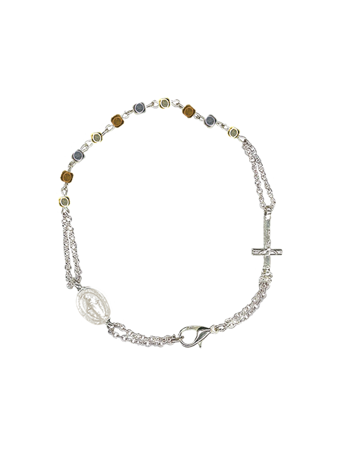 Bracciale con Grani 3 Millimetri a Cubetti Metallici Colorati