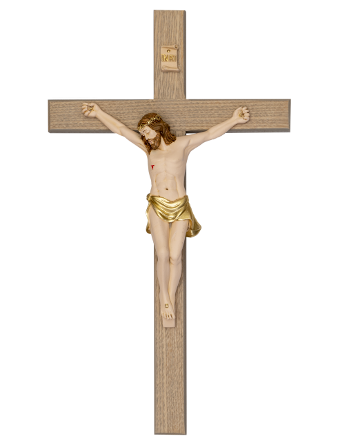 Crocifisso in Legno Frassino con Cristo in Resina