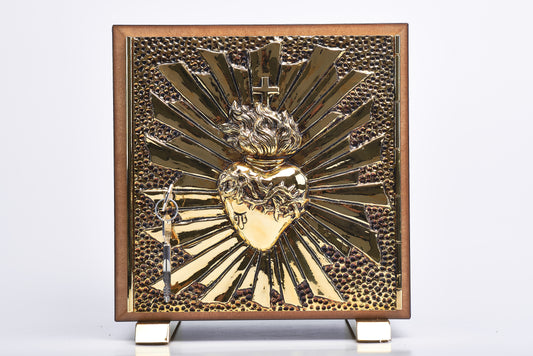 Tabernacolo Sacro Cuore con Porte Blindate in Fusione di Ottone