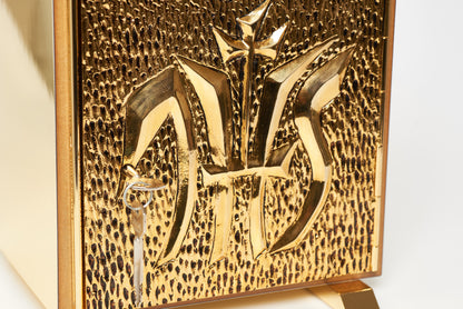 Tabernacolo IHS con Porte Blindate in Fusione di Ottone