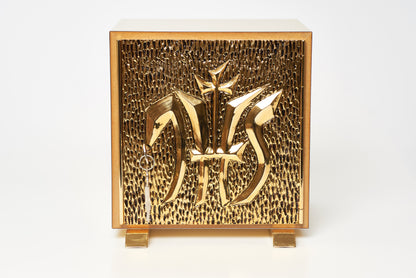 Tabernacolo IHS con Porte Blindate in Fusione di Ottone
