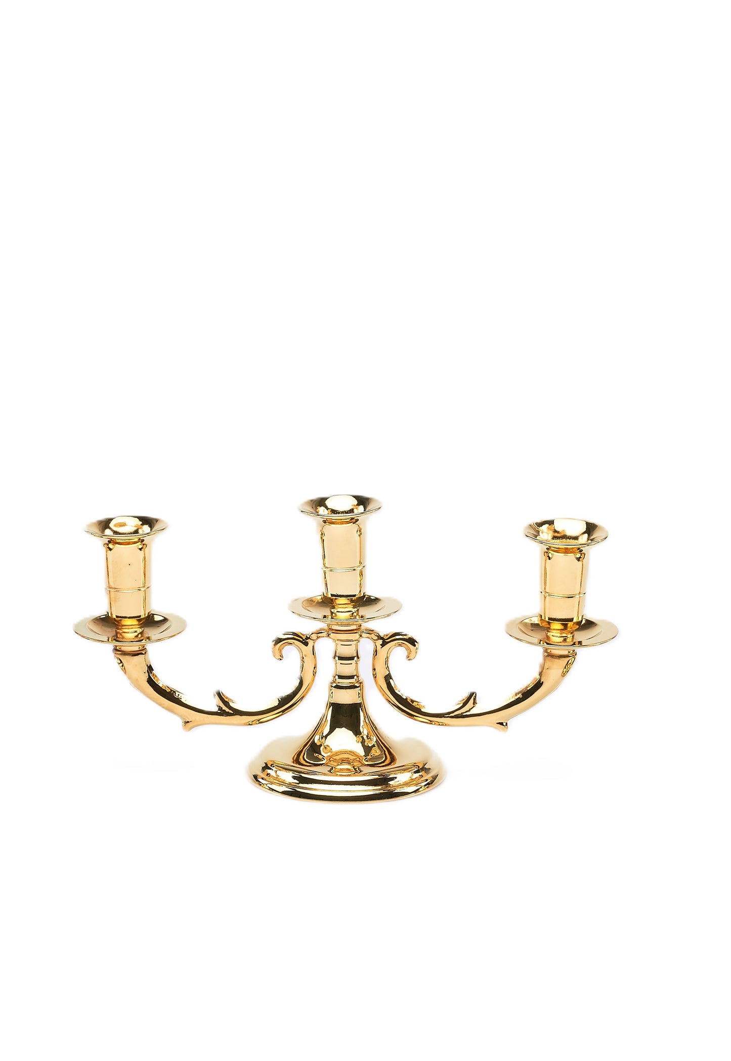 Candeliere Tre Fiamme Basso in Ottone Altezza 13 Centimetri