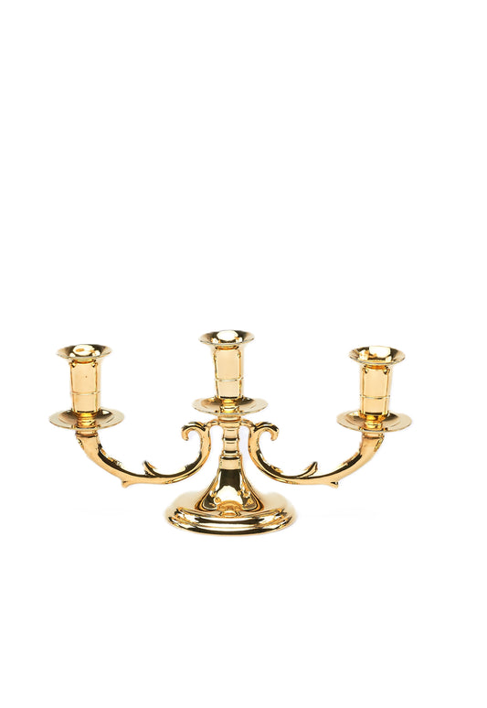 Candeliere Tre Fiamme Basso in Ottone Altezza 13 Centimetri