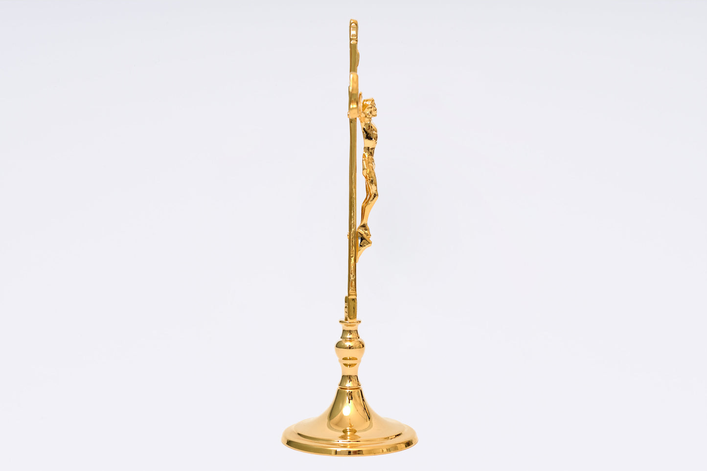 Crocifisso Croce in Ottone Base Barocca Altezza 20 Centimetri
