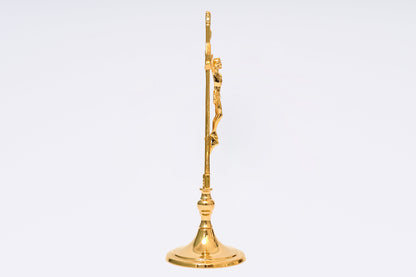 Crocifisso Croce in Ottone Base Barocca Altezza 20 Centimetri