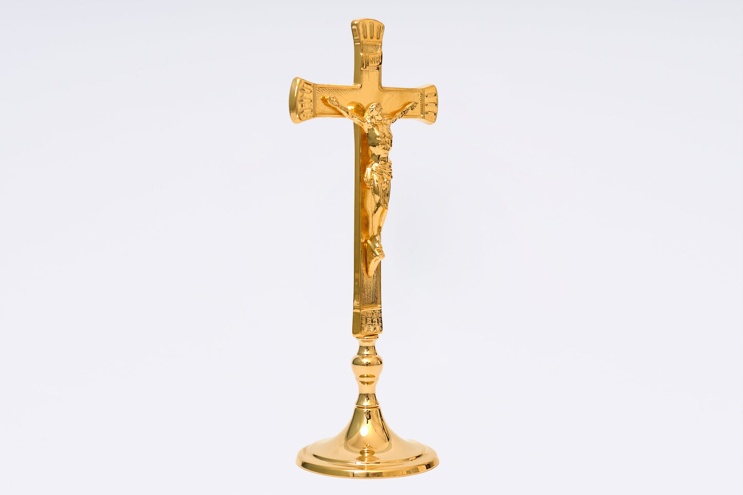Crocifisso Croce in Ottone Base Barocca Altezza 20 Centimetri