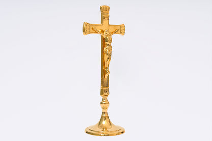 Crocifisso Croce in Ottone Base Barocca Altezza 20 Centimetri