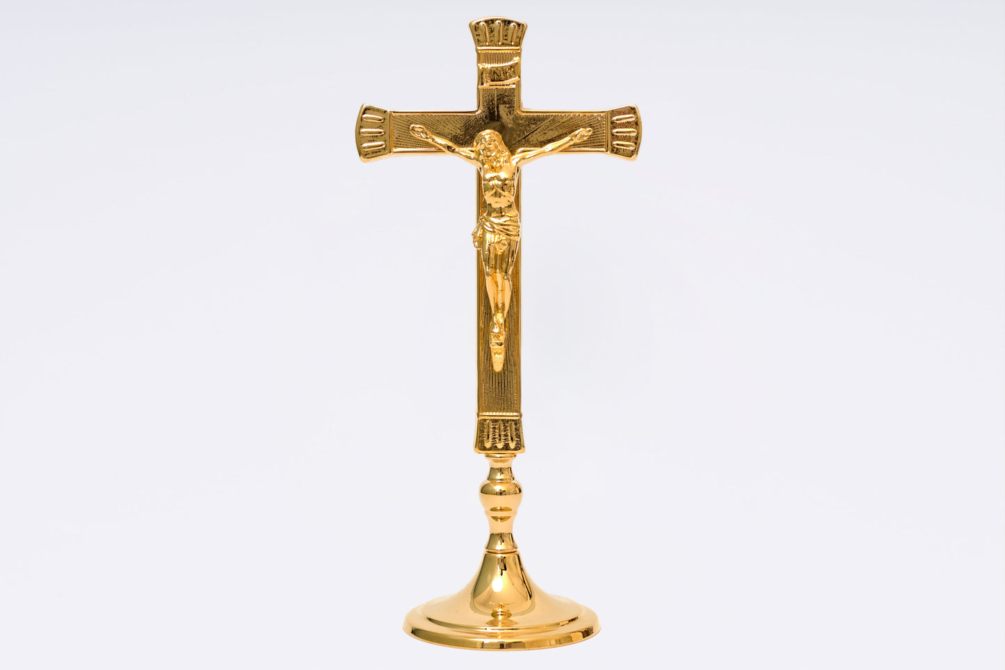 Crocifisso Croce in Ottone Base Barocca Altezza 20 Centimetri