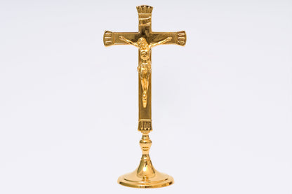Crocifisso Croce in Ottone Base Barocca Altezza 20 Centimetri