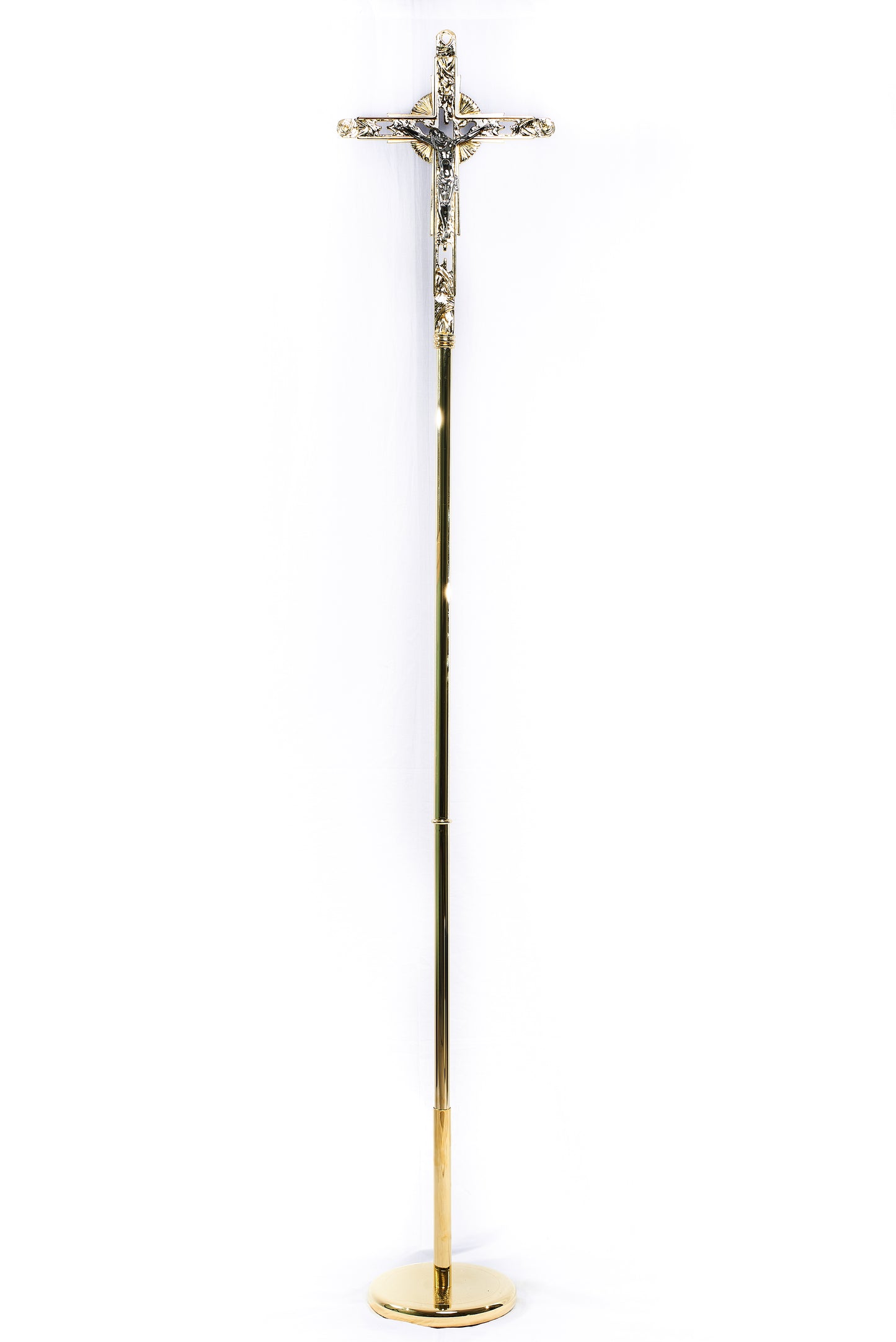 Croce Astile da Processione in Bronzo Color Oro 200x35 Centimetri