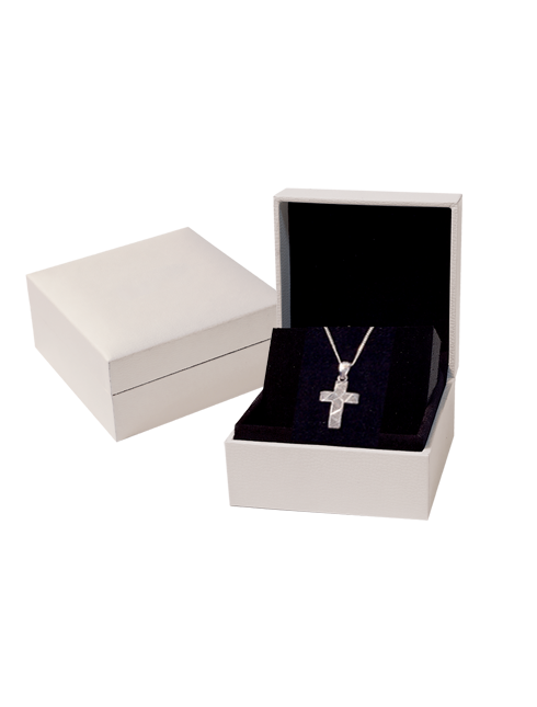 Collana con Crocetta Cristo a Rilievo in Argento con Astuccio